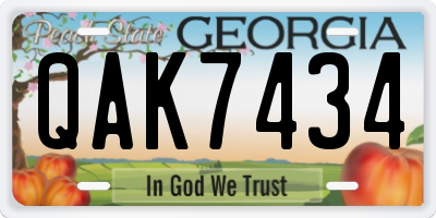 GA license plate QAK7434