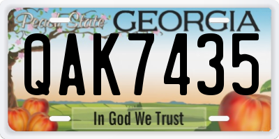 GA license plate QAK7435