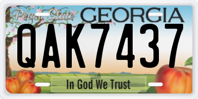 GA license plate QAK7437
