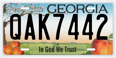 GA license plate QAK7442