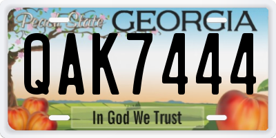 GA license plate QAK7444