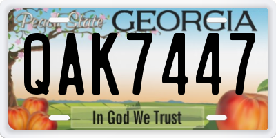 GA license plate QAK7447