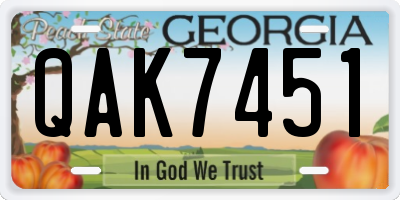 GA license plate QAK7451