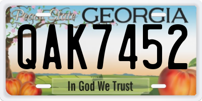 GA license plate QAK7452