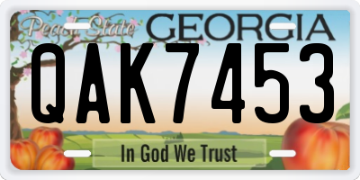 GA license plate QAK7453