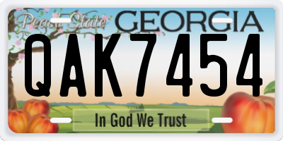 GA license plate QAK7454