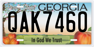 GA license plate QAK7460
