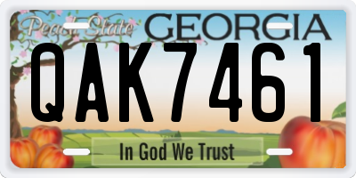 GA license plate QAK7461