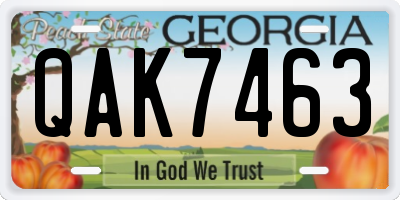 GA license plate QAK7463