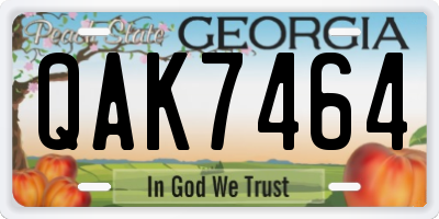 GA license plate QAK7464