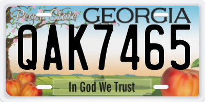 GA license plate QAK7465