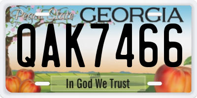 GA license plate QAK7466