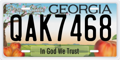 GA license plate QAK7468