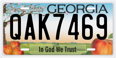 GA license plate QAK7469