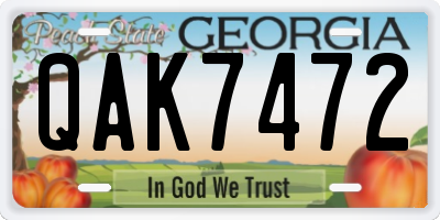 GA license plate QAK7472