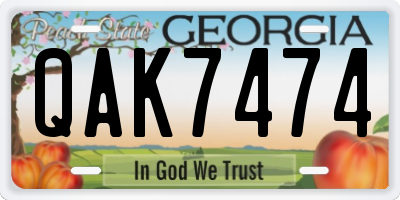 GA license plate QAK7474