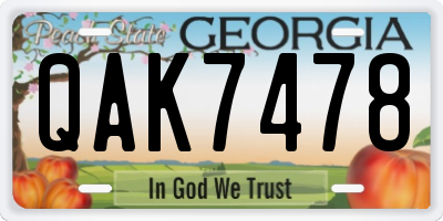 GA license plate QAK7478