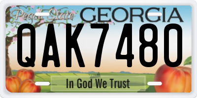 GA license plate QAK7480