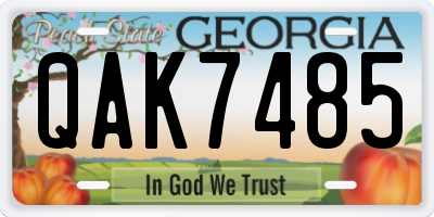 GA license plate QAK7485