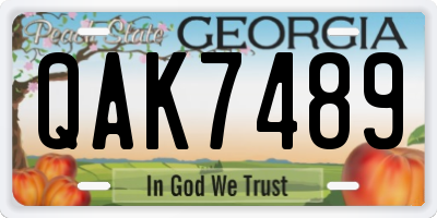 GA license plate QAK7489