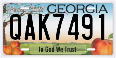 GA license plate QAK7491
