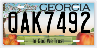 GA license plate QAK7492