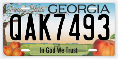 GA license plate QAK7493