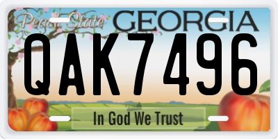 GA license plate QAK7496