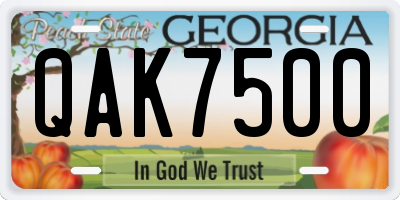 GA license plate QAK7500
