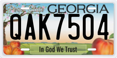 GA license plate QAK7504