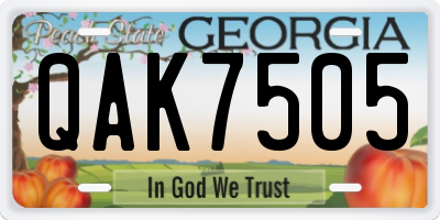 GA license plate QAK7505