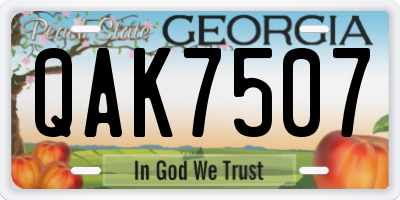 GA license plate QAK7507