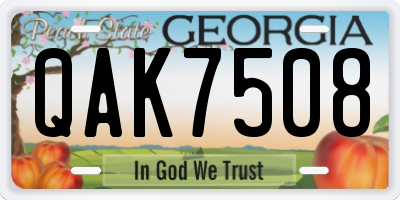GA license plate QAK7508