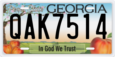 GA license plate QAK7514