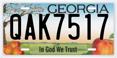 GA license plate QAK7517