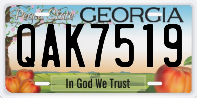 GA license plate QAK7519