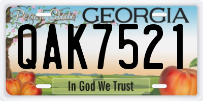GA license plate QAK7521