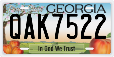 GA license plate QAK7522