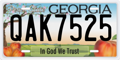 GA license plate QAK7525