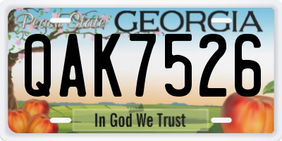 GA license plate QAK7526
