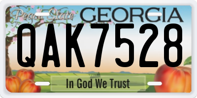 GA license plate QAK7528
