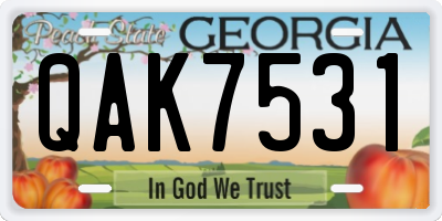 GA license plate QAK7531