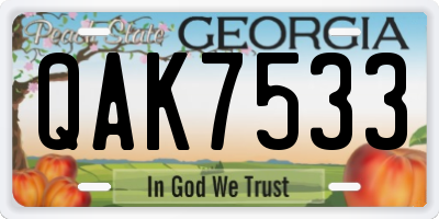 GA license plate QAK7533