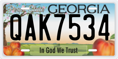 GA license plate QAK7534