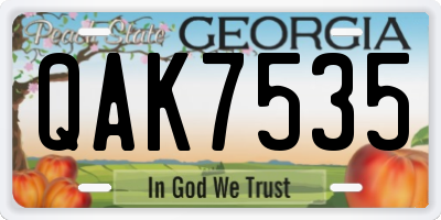 GA license plate QAK7535