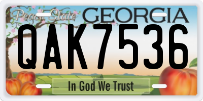 GA license plate QAK7536