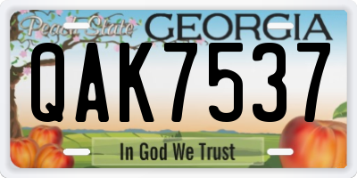 GA license plate QAK7537