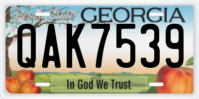 GA license plate QAK7539