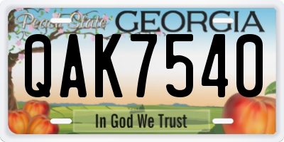 GA license plate QAK7540