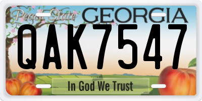 GA license plate QAK7547